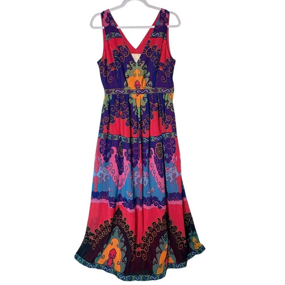 ModCloth Muster The‎ Length Maxi Dress Indigo Pink Medallion Boho Pockets M EUC